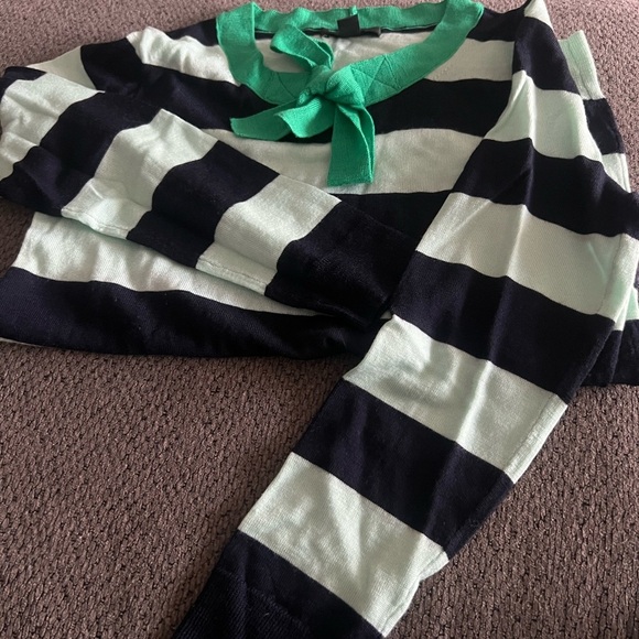 J. Crew Mint and Navy Striped Knit Top - Picture 2 of 2